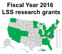 Fiscal Year 2016 Law and Social Sciences research grants, by state. Click for detail.